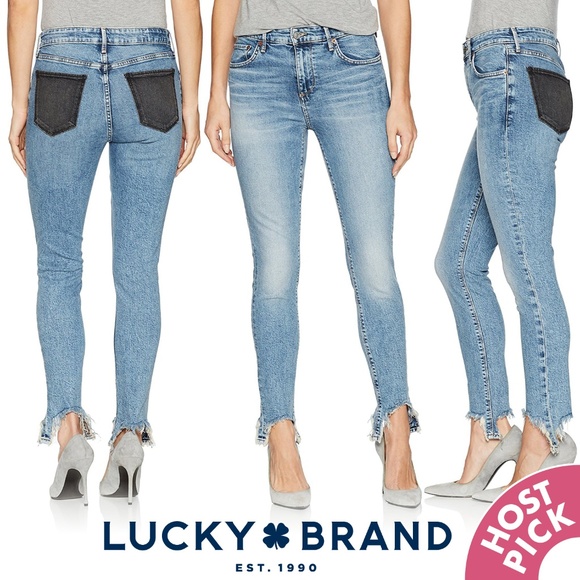 Lucky Brand Denim - Destroyed Cuff Contrast Pocket Skinny Jean NWT